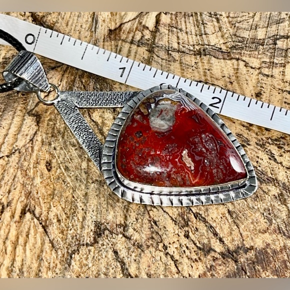 Deep Redish Brown Crazy Lace Agate Pendant 2 1/2” - Picture 6 of 16